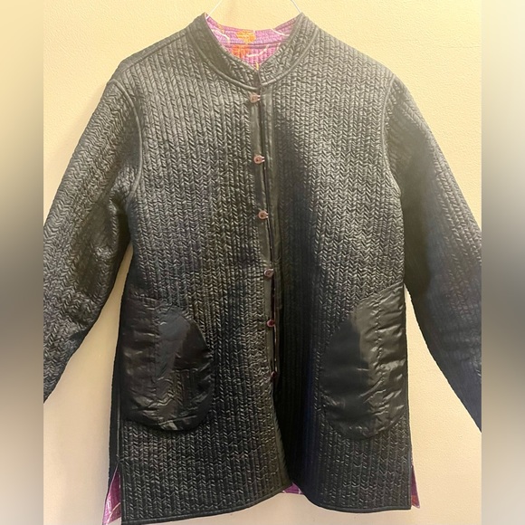 Vintage Handmade Women’s Reversible Purple & Black Jacket Hand Crafted - XL - Picture 4 of 10